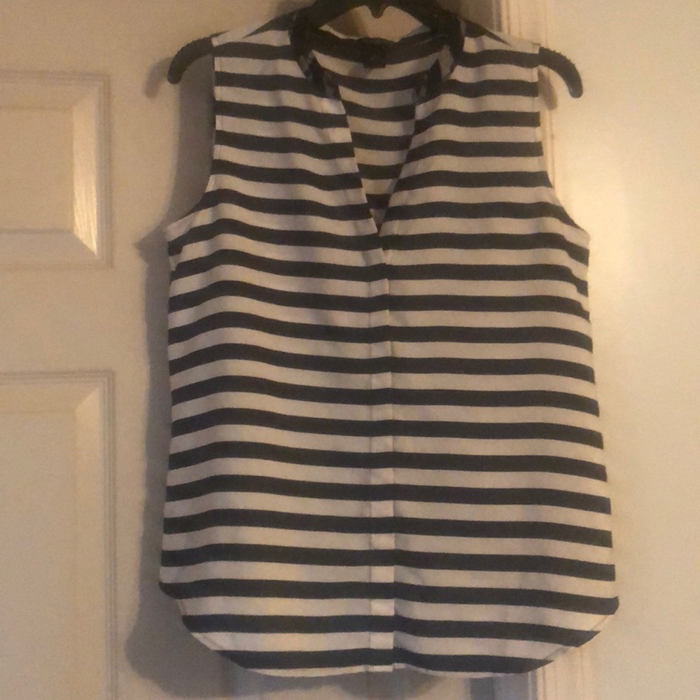 Ann Taylor black and white striped blouse
